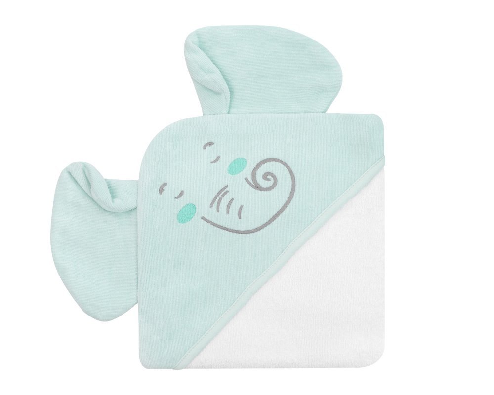 Prosop cu gluga din bumbac 100 90x90cm KikkaBoo Elephant Time – imaginea 4