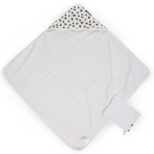 Prosop cu gluga si manusa de baie Jerse Frotir 80x80 cm leopard Childhome