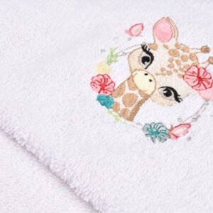 Prosop de baie cu gluga model Girafa 75x75 cm