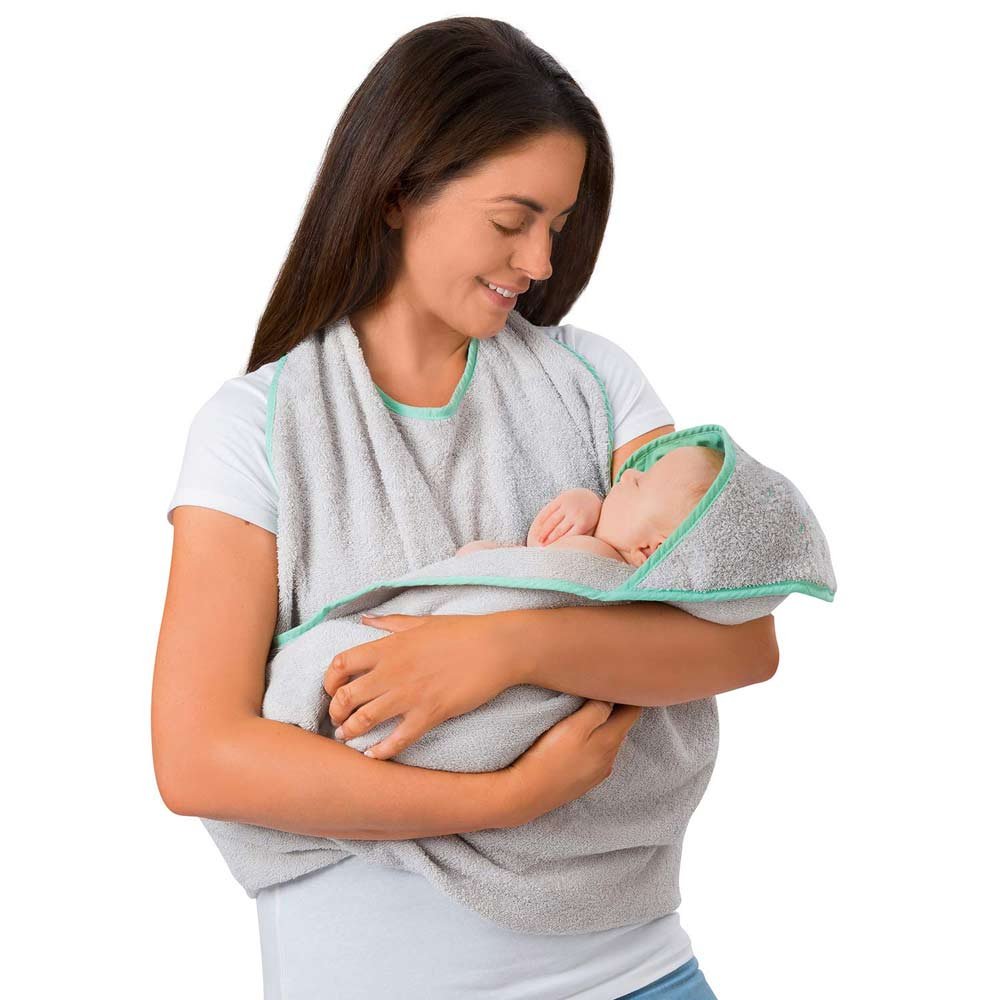 Prosop de baie Clevamama pentru bebelus si mama grey – imaginea 2