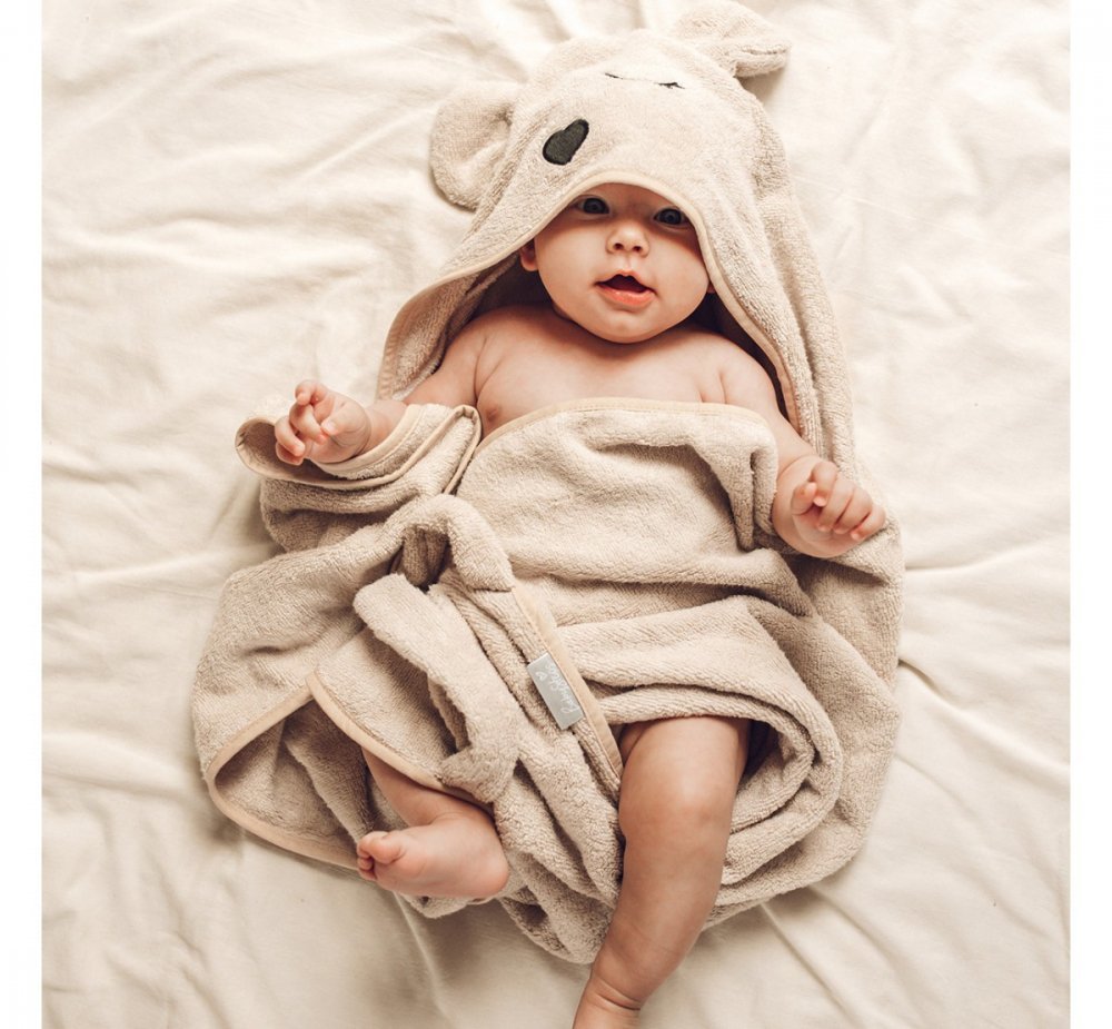 Prosop cu gluga BabySteps pentru bebelusi si copii din fibra de bambus S 85x90cm Teddy Ecri