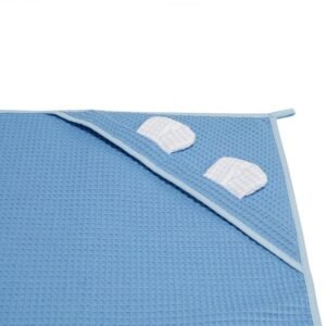 Prosop nou nascut Skumi Skiddou cu gluga cu urechiuse 100x100cm albastru