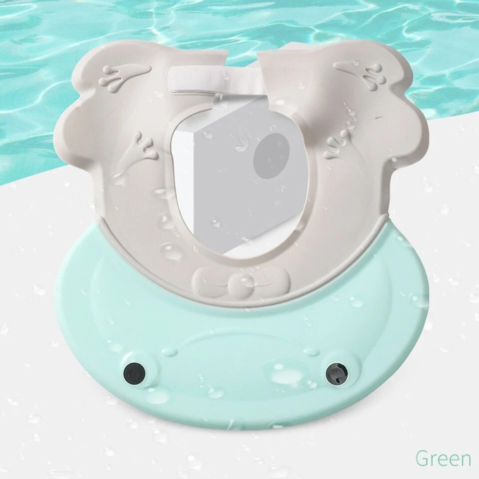 Protectie baita Little Mom Frog Green pentru ochi si urechi, ajustabila, flexibila, cu fixare prin clama, dimensiune 27.5 x 26.5 cm – imaginea 4