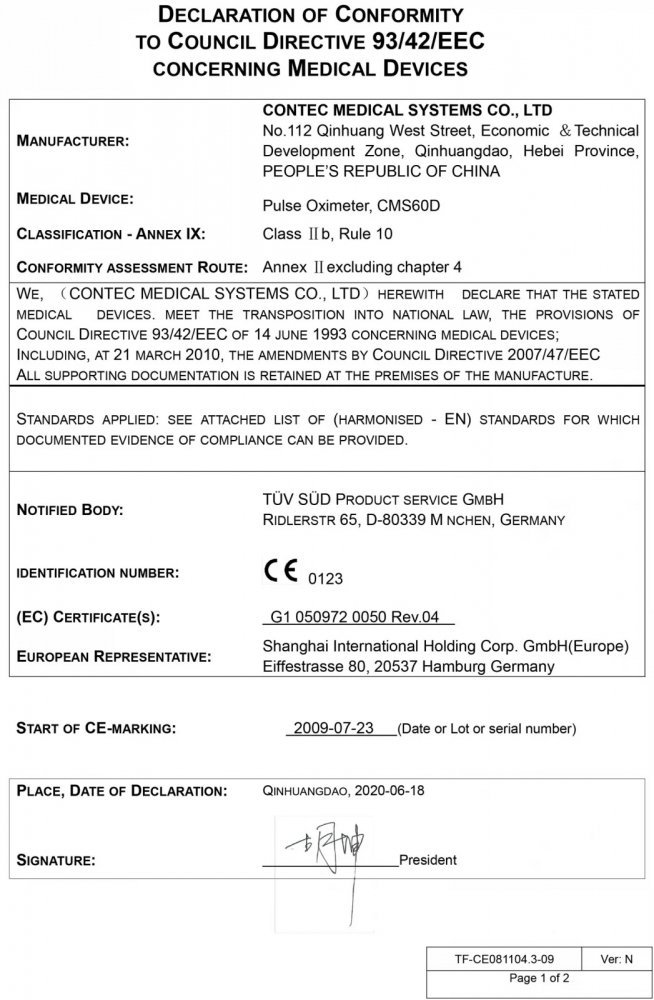 Pulsoximetru profesional Contec CMS60D model 2025 senzor adulti masoara saturatia de oxigen si rata pulsului – imaginea 5