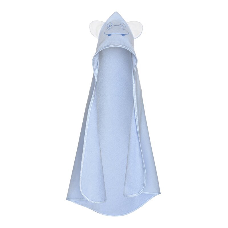 Prosop din bumbac terry pentru copii Bocioland Hippo Blue 80×80 cm,gluga brodata,urechi decorative