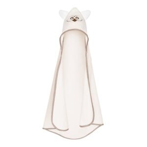 Prosop cu gluga cu urechi din bumbac 80x80 cm Ecru Qwl Qmini