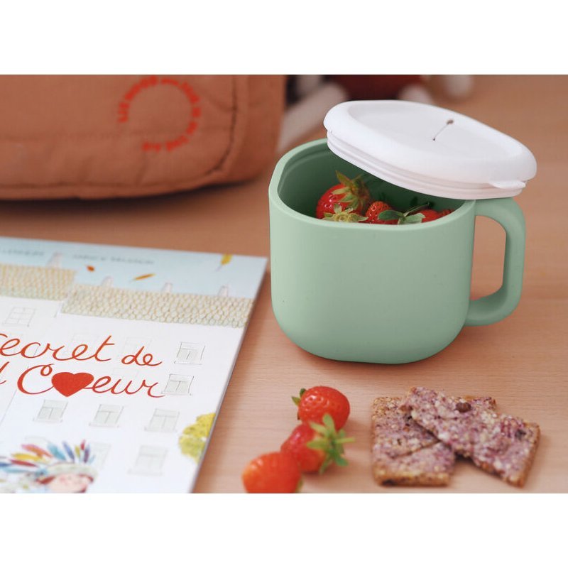 Recipient silicon Beaba pentru gustari Sage green – imaginea 3