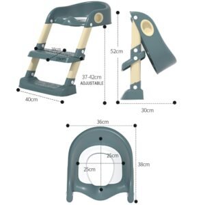Reductor pliabil de toaleta Little Mom Potty Seat Green pliabil, reglabil pe inaltime, cu manere si suprafete antialunecare