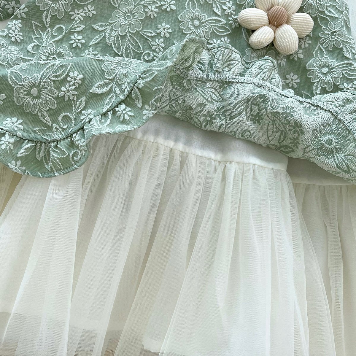 Rochita Fetite Verde cu Tulle Amalia – 3-4 ani – imaginea 2