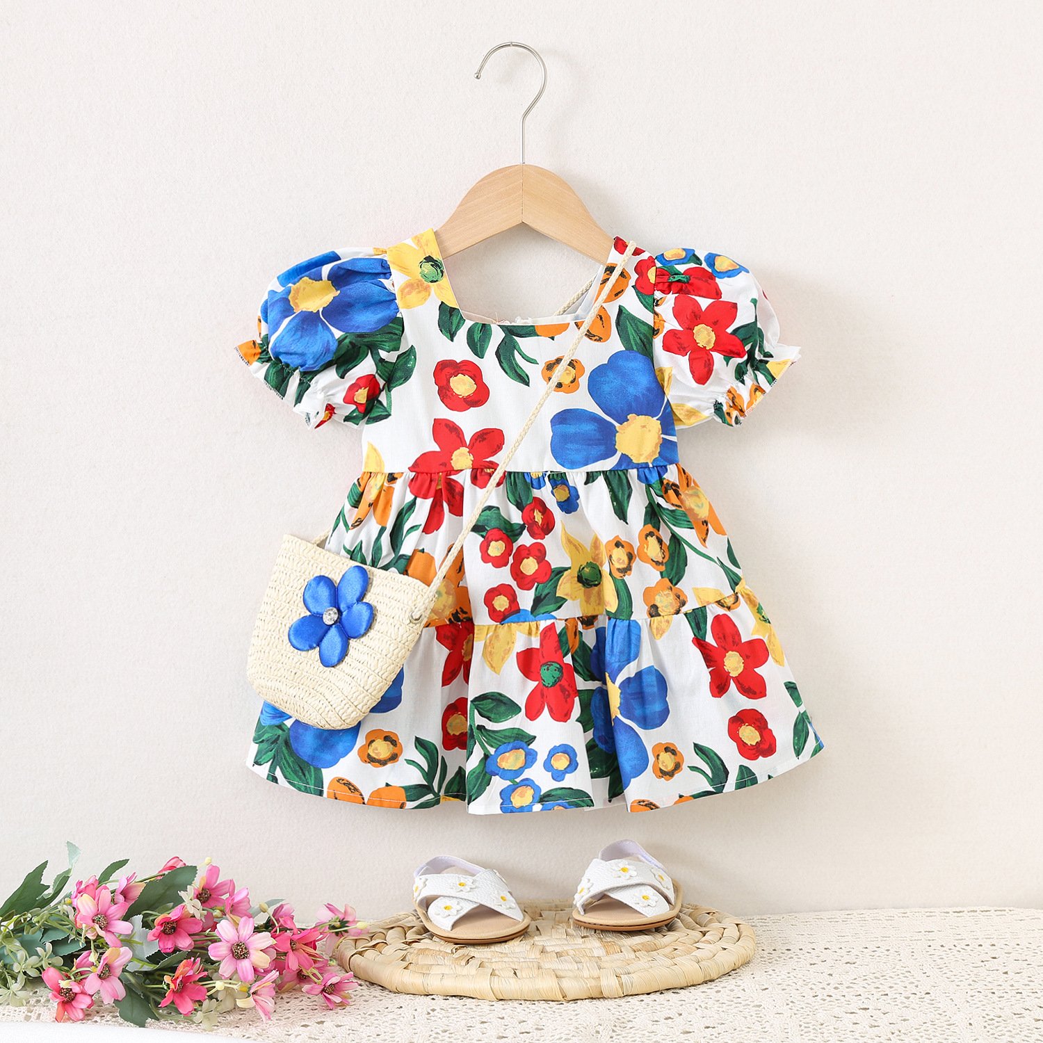 Rochiță cu Poșetă cu Floricele Marta – 6-12 luni