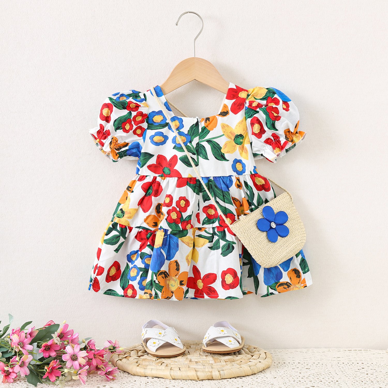 Rochiță cu Poșetă cu Floricele Marta – 6-12 luni – imaginea 2