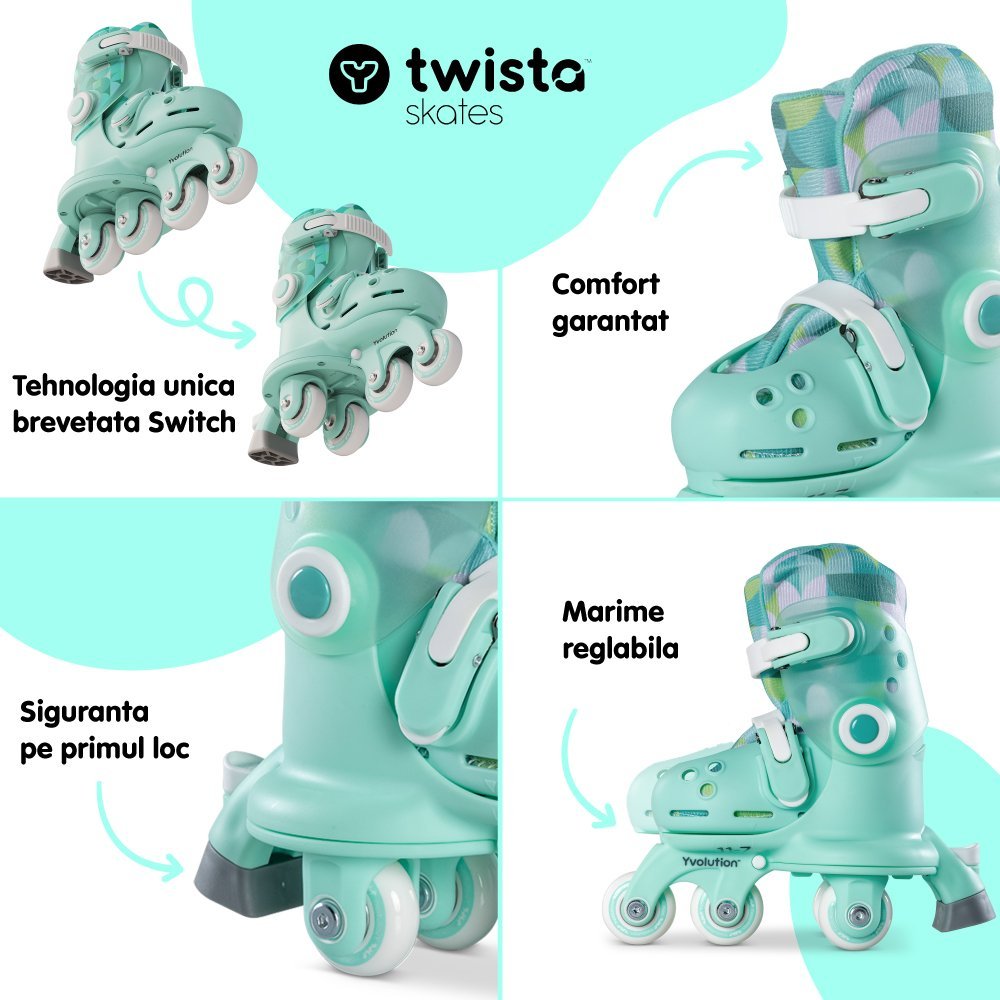 Role ajustabile Yvolution Twista Skates marime 23-28 green – imaginea 3
