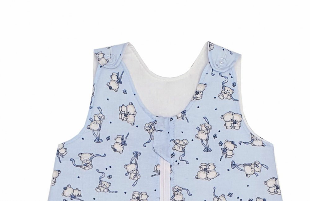 Sac de dormit copii 1 tog KidsDecor Loving Bear Blue din bumbac 85 cm