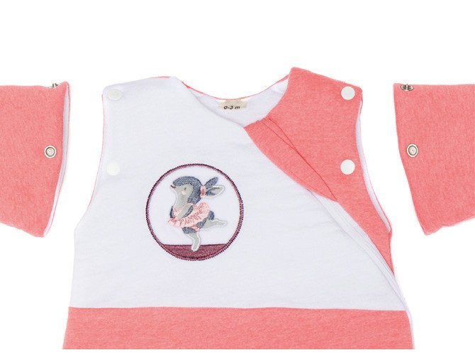 Sac de dormit cu maneca nou nascut 55 cm Bunny pink Fillikid – imaginea 3
