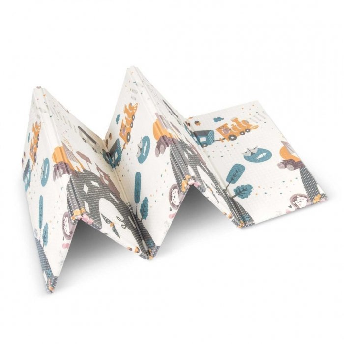 Covoras de joaca pentru copii cu doua fete Nukido Grey 200x150x1cm ,pliabil,realizat din spuma XPE inodora,in cutie de carton ce se poate colora – imaginea 4