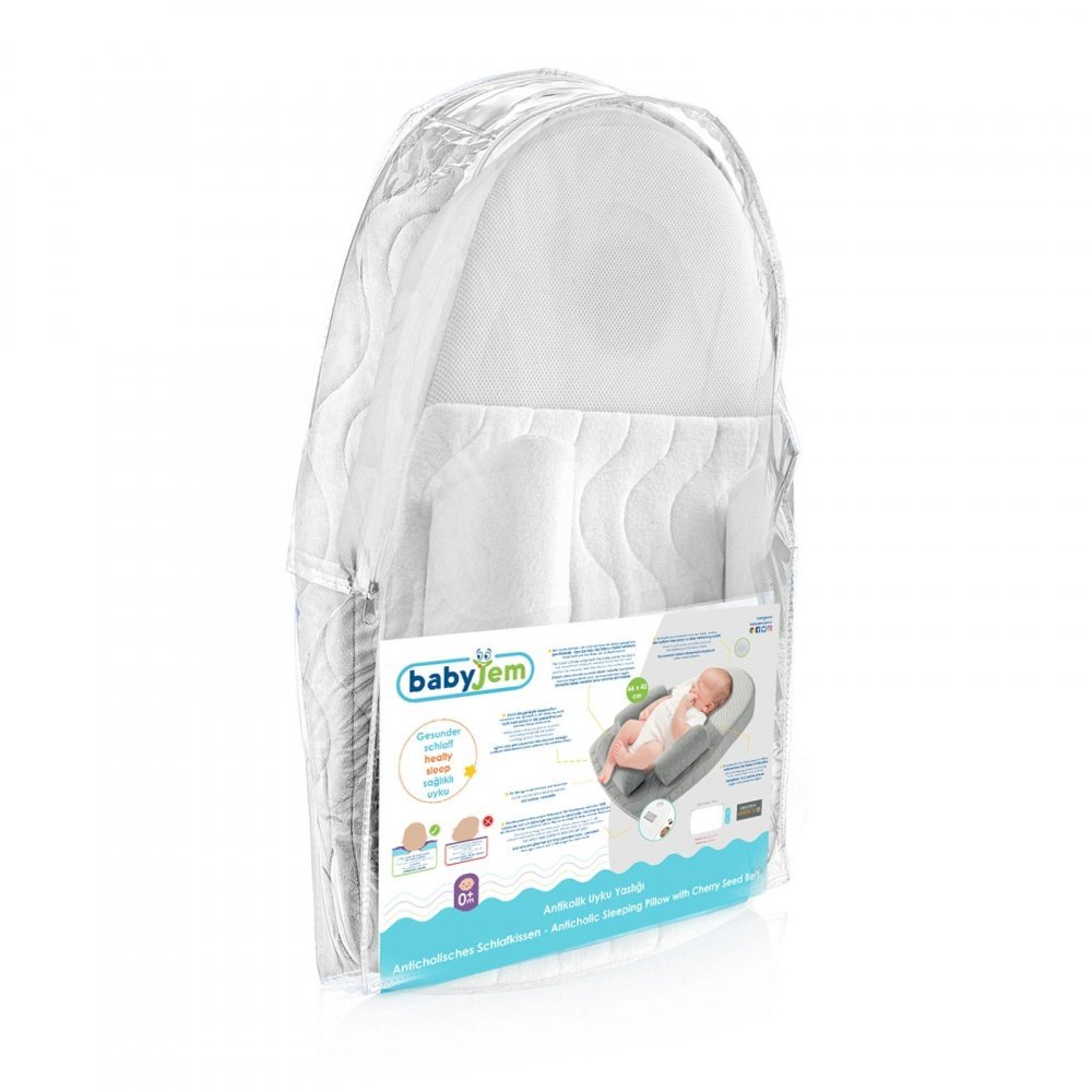 Salteluta plan inclinat si saculet cu samburi de cirese BabyJem 65×44 cm Velvet Grey – imaginea 3