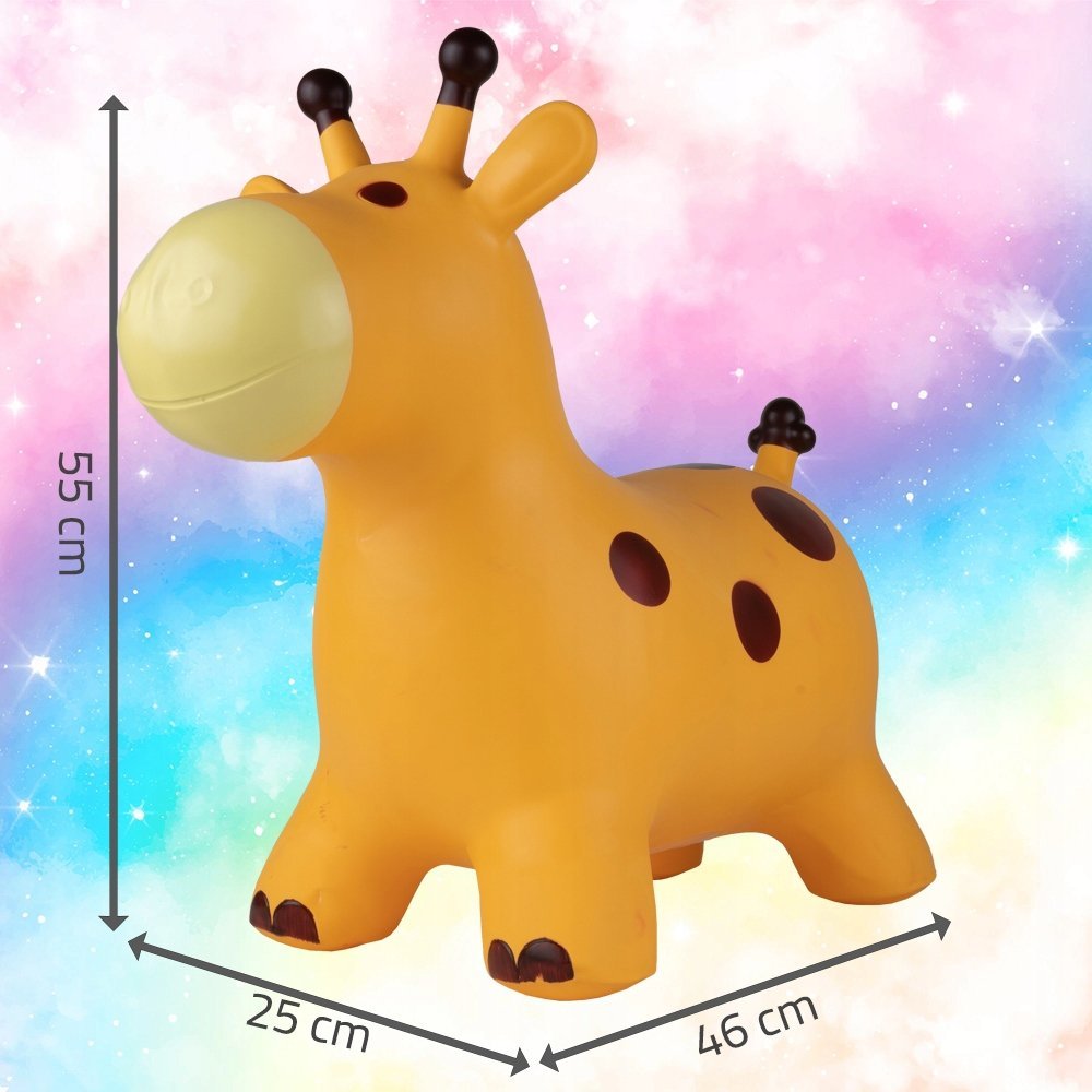 Jucarie gonflabila din cauciuc de sarit, pentru copii, Malplay, cu pompa inclusa, utilizare versatila, portabila, dimensiune 46 x 55 x 25 cm, yellow giraffe – imaginea 3