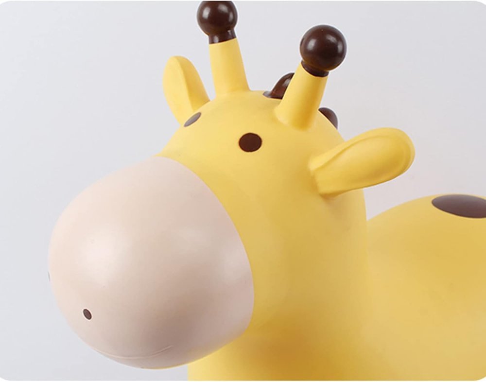 Jucarie gonflabila din cauciuc de sarit, pentru copii, Malplay, cu pompa inclusa, utilizare versatila, portabila, dimensiune 46 x 55 x 25 cm, yellow giraffe – imaginea 8