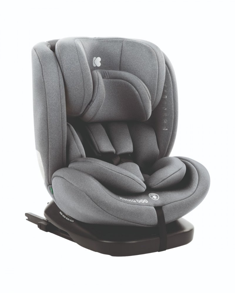 Scaun auto i-SIZE KikkaBoo i-Comfort Dark Grey pentru copii cu inaltimea 40-150 cm,fixare cu isofix,tetiera reglabila 7 nivele,sezut rotativ cu pozitie de somn,spatar reglabil 4 pozitii,pernuta reductor si husa detasabila