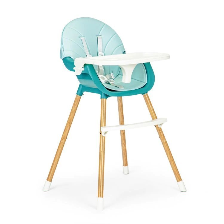 Scaun de masa pentru bebelusi si copii Little Mom Nordic Green 2 in 1, cu inaltime ajustabila, varsta 6-60 luni, tavita dubla reglabila, centura de siguranta in 5 puncte, suport pentru picioare – imaginea 7