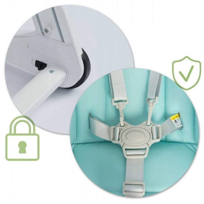 Scaun de masa cu roti Ricokids Tugo turcoaz – imaginea 3