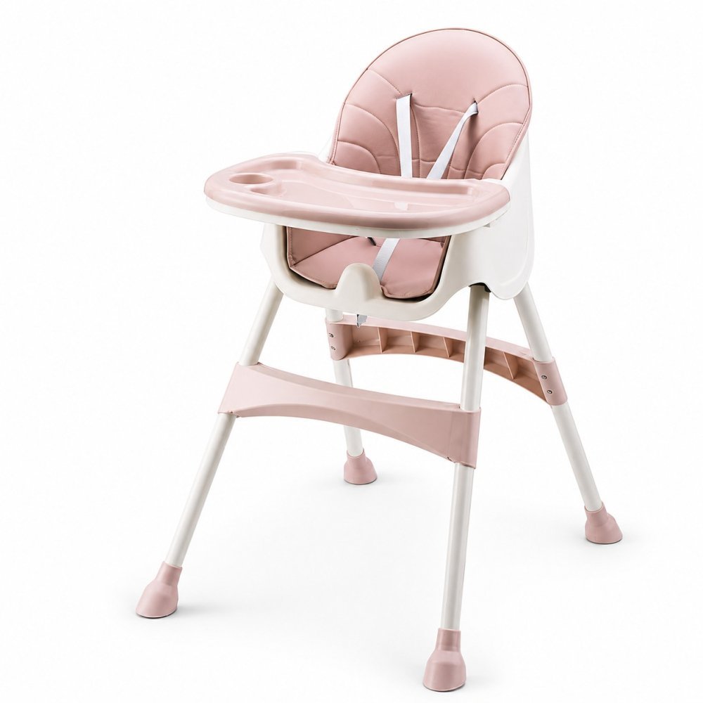 Scaun de masa pentru copii Little Mom Dinner Pink transformabil, cu tavita dubla ajustabila si detasabila, cu suport pentru picioare si centura in 5 puncte, dimensiune 62 x 77 x 92 cm – imaginea 6