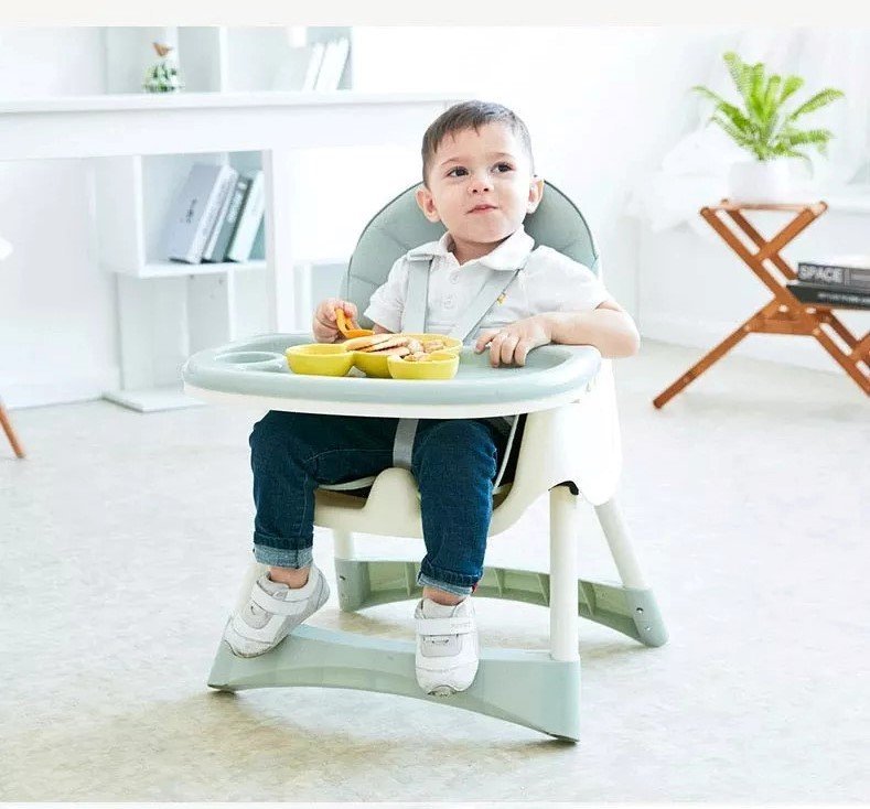 Scaun de masa pentru copii Little Mom Dinner Pink transformabil, cu tavita dubla ajustabila si detasabila, cu suport pentru picioare si centura in 5 puncte, dimensiune 62 x 77 x 92 cm – imaginea 4