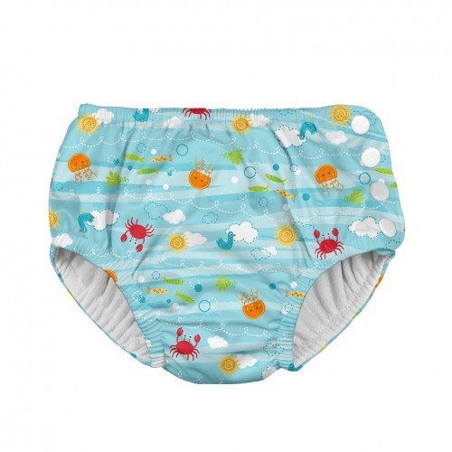 Slip copii SPF 50+ refolosibil cu capse Green Sprouts by iPlay Aqua Sea Friends 12 luni