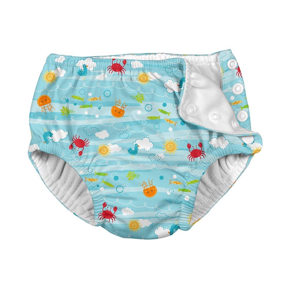Slip copii SPF 50+ refolosibil cu capse Green Sprouts by iPlay Aqua Sea Friends 12 luni – imaginea 2