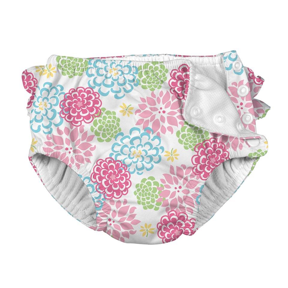 Slip refolosibil pentru inot si antrenament la olita Ultimate iPlay White Zinnia (cu volanase) 3T – imaginea 4
