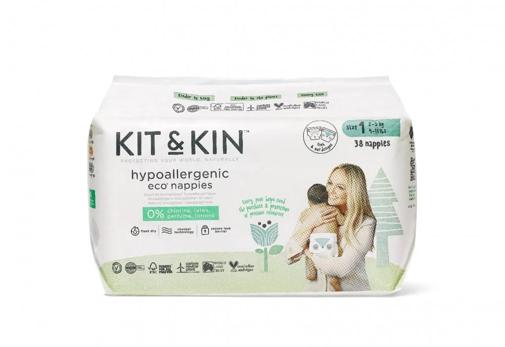 Scutece hipoalergenice Eco KitKin marimea 1, 2-5 kg 38 buc – imaginea 3