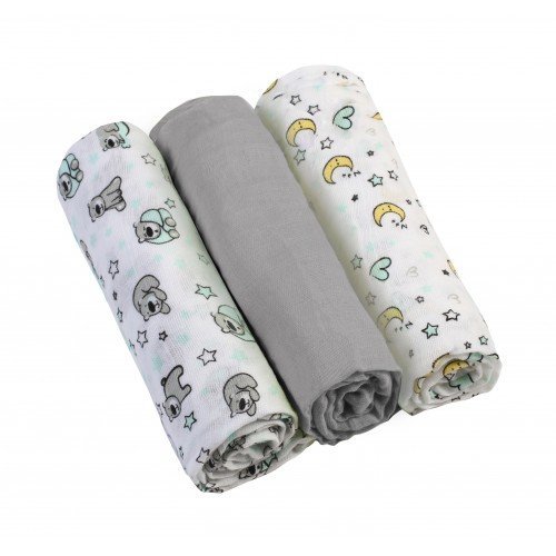 Set 3 scutece din muselina super soft Babyono 34801 din bumbac 70×70 cm