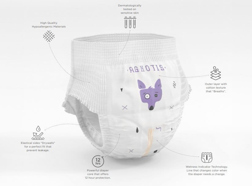 Scutece tip chilotel hipoalergenice Agnotis pants marimea nr 5 13-17 kg 36 bucati – imaginea 3