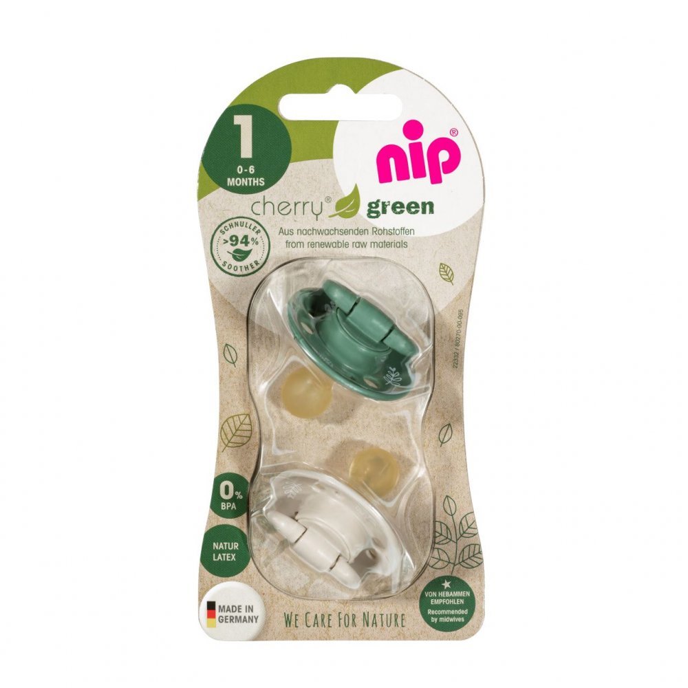 Set 2 suzete Cherry Green Boy cu tetina din latex natural forma rotunda 0-6 luni nip 38589 – imaginea 5