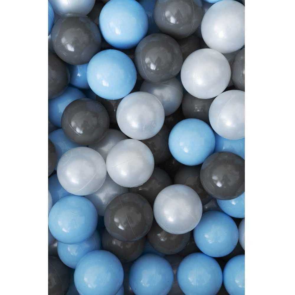 Set 200 bile din plastic colorate alb albastru gri 7 cm Flumi – imaginea 3