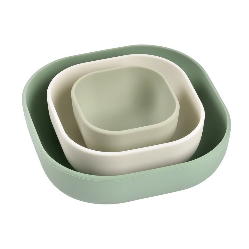 Set 3 boluri din silicon Beaba Sage green – imaginea 3