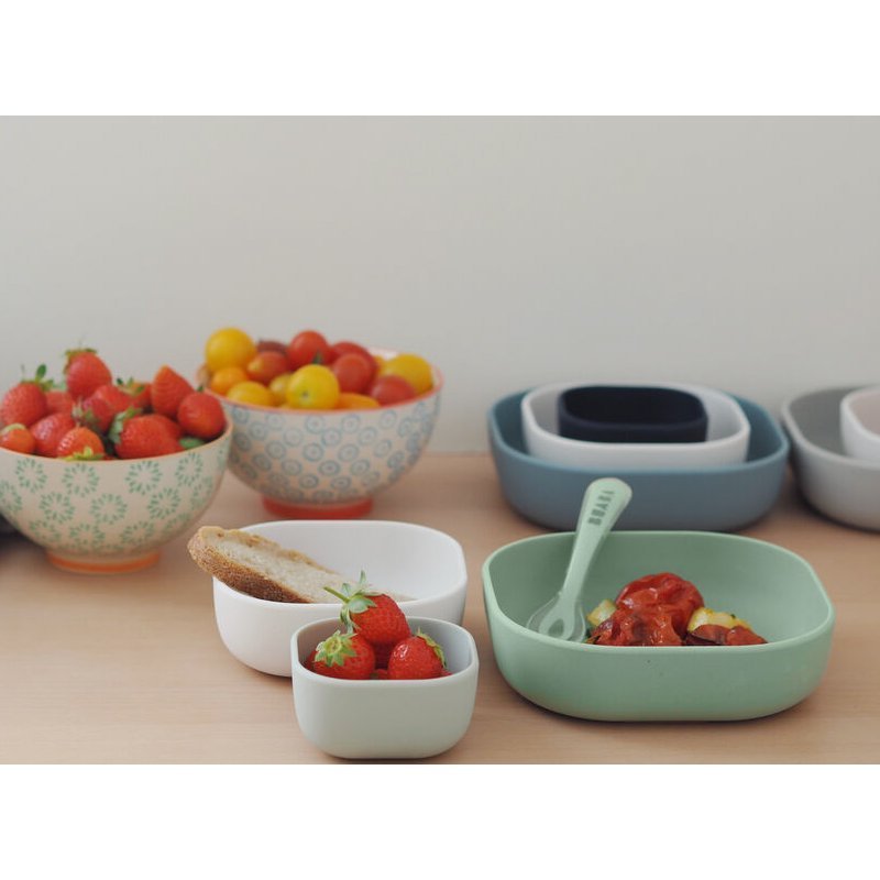 Set 3 boluri din silicon Beaba Sage green – imaginea 2