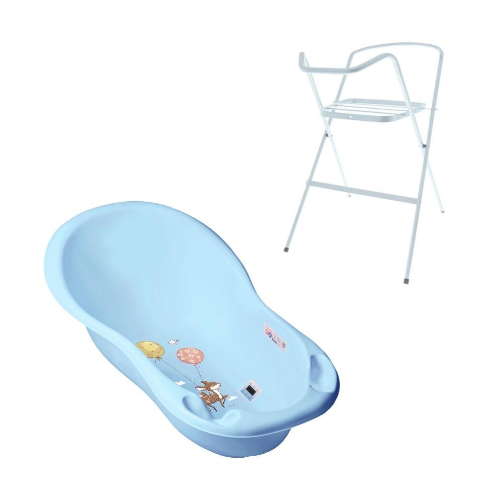 Set Cadita 102 cm cu suport metalic Forest Albastru – imaginea 2