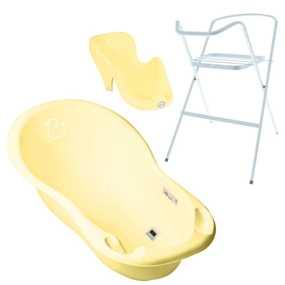 Set Cadita 102 cm cu suport metalic si suport anatomic Duck Galben – imaginea 2