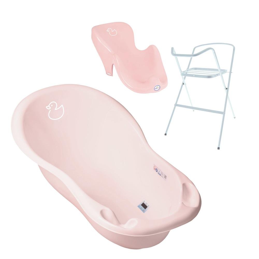 Set Cadita 102 cm cu suport metalic si suport anatomic Duck Roz – imaginea 2