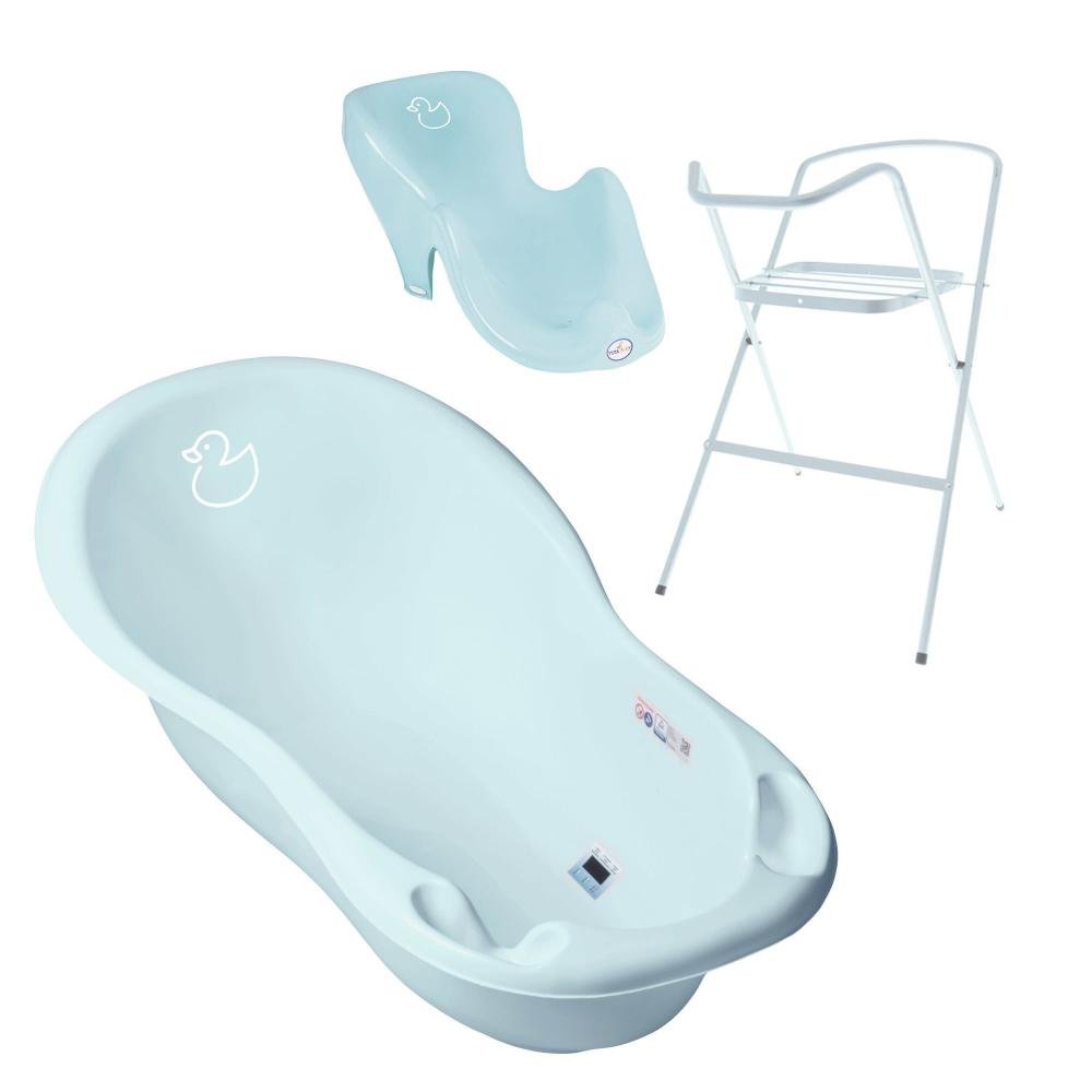 Set Cadita 86 cm cu suport metalic si suport anatomic Duck Albastru – imaginea 2