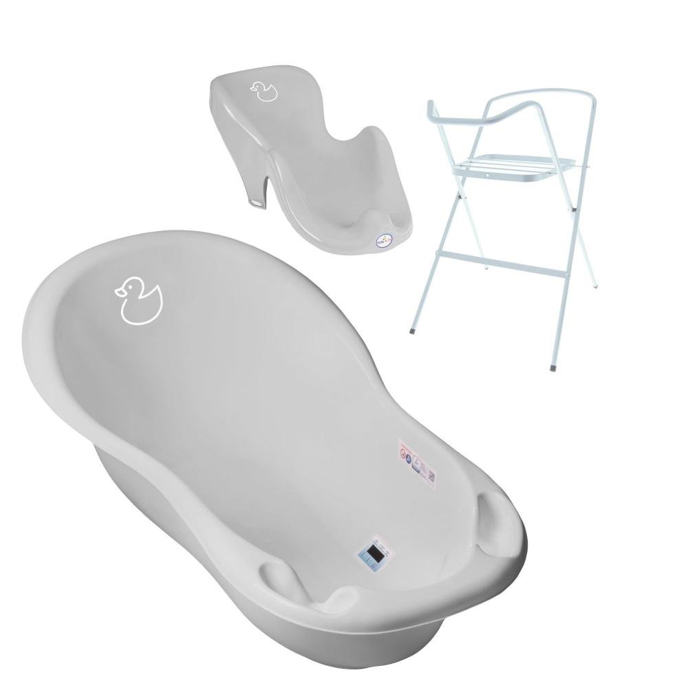 Set Cadita 86 cm cu suport metalic si suport anatomic Duck Gri – imaginea 2