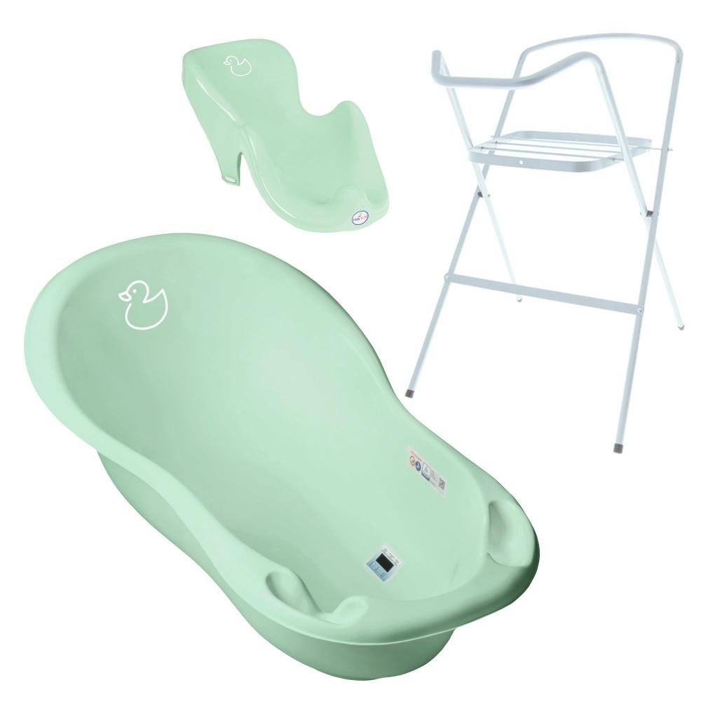 Set Cadita 86 cm cu suport metalic si suport anatomic Duck Mint – imaginea 2