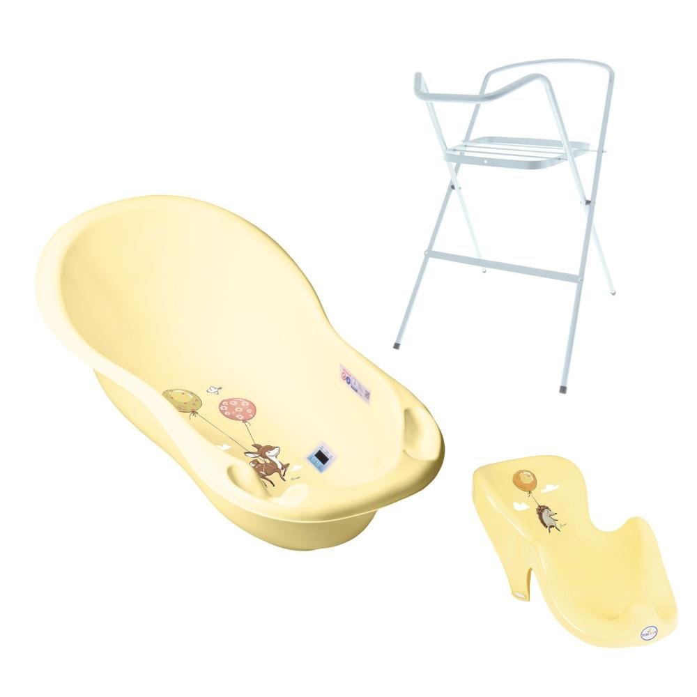Set Cadita 86 cm cu suport metalic si suport anatomic Forest Galben – imaginea 2
