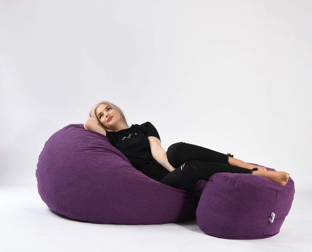 Set fotoliu puf matusalem si otoman mulberry umplut cu fulgi de burete memory mix – imaginea 2