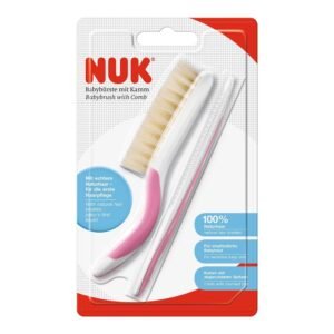 Set Nuk perie par natural si piepten roz