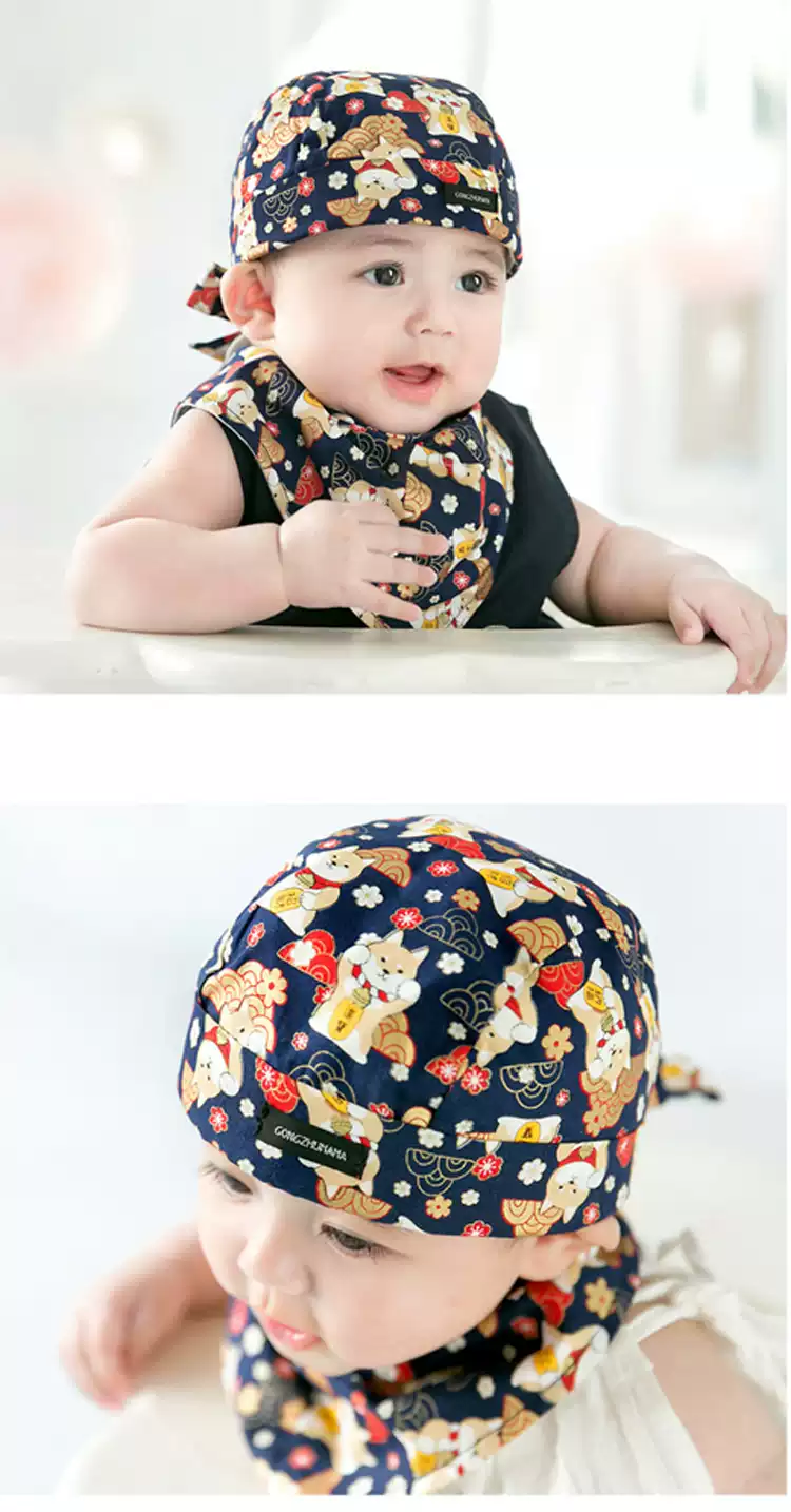 Set baieti bandana si esarfa albastra Akyta – 6-12 luni – imaginea 3