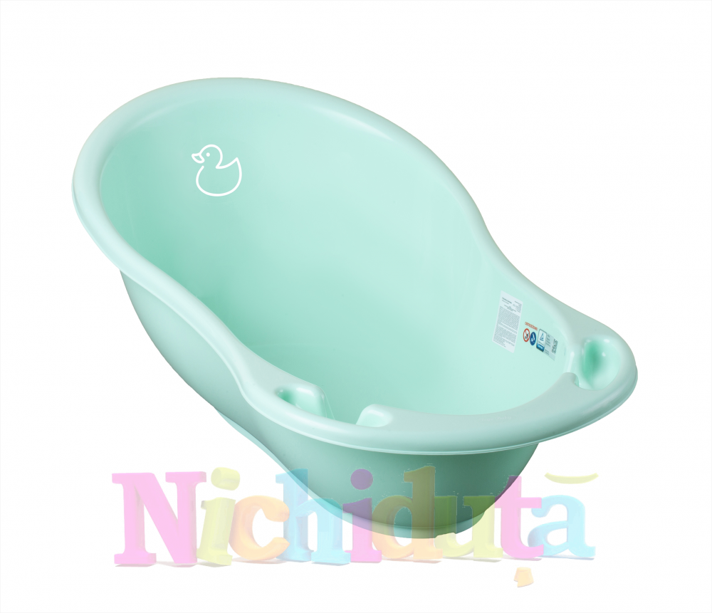 Set cadita 102 cm cu senzor de temperatura si suport anatomic Duck Mint