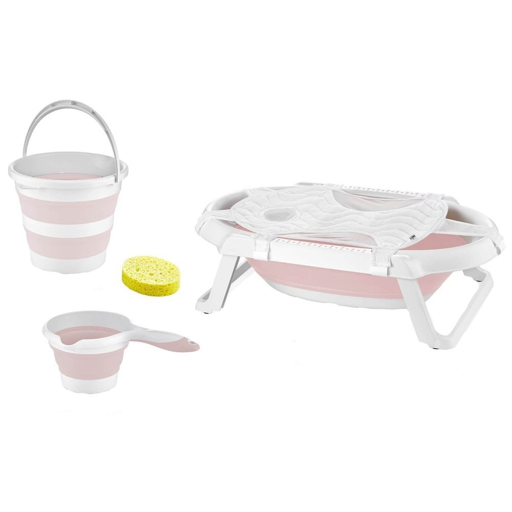 Set de baie cu 5 piese si cadita pliabila Babyjem Pink – imaginea 4