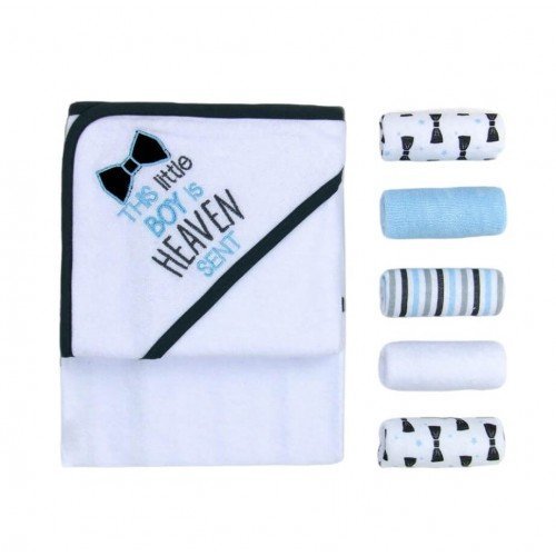 Set cadou bebelusi prosop cu gluga si 5 mini prosopele little boy – imaginea 2